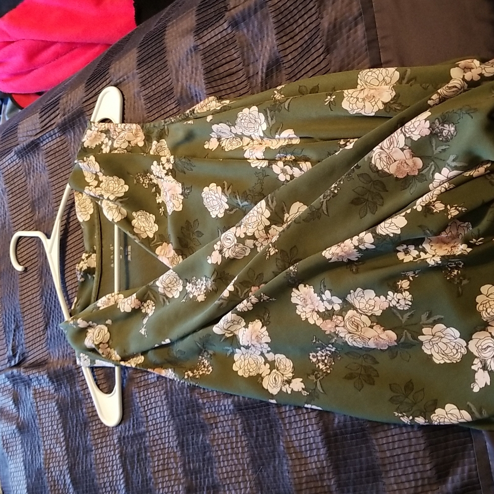 Olive green floral top